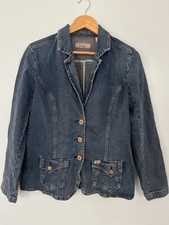 Levi Strauss Signature Womens L Denim Blazer Blue Jean Jacket Long Sleeve Casual