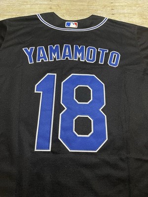 New Yoshinobu Yamamoto Los Angeles Dodgers Black Blue Stitched