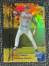 🔥CHUCK FINLEY 1999 TOPPS FINEST GOLD REFRACTOR #d /100 w/PROTECTOR!🔥ANGELS!