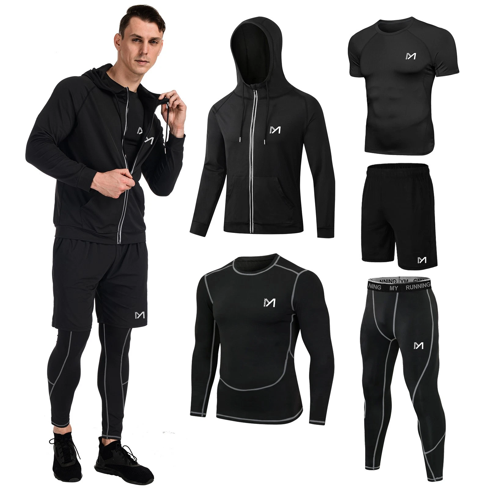 5X Men Compression Set Pants Long Sleeve Shirt Athletic Shorts Running Quick Dry
Opens in a new wind