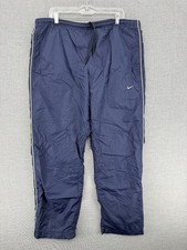 Nike Vintage Windbreaker Track Pants Mens XL 30" Navy Blue Nylon Swoosh Logo Y2K