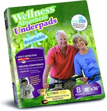 Unique Wellness® Absorbent Under Pads, 8 Count – Made with InconTek® Technology