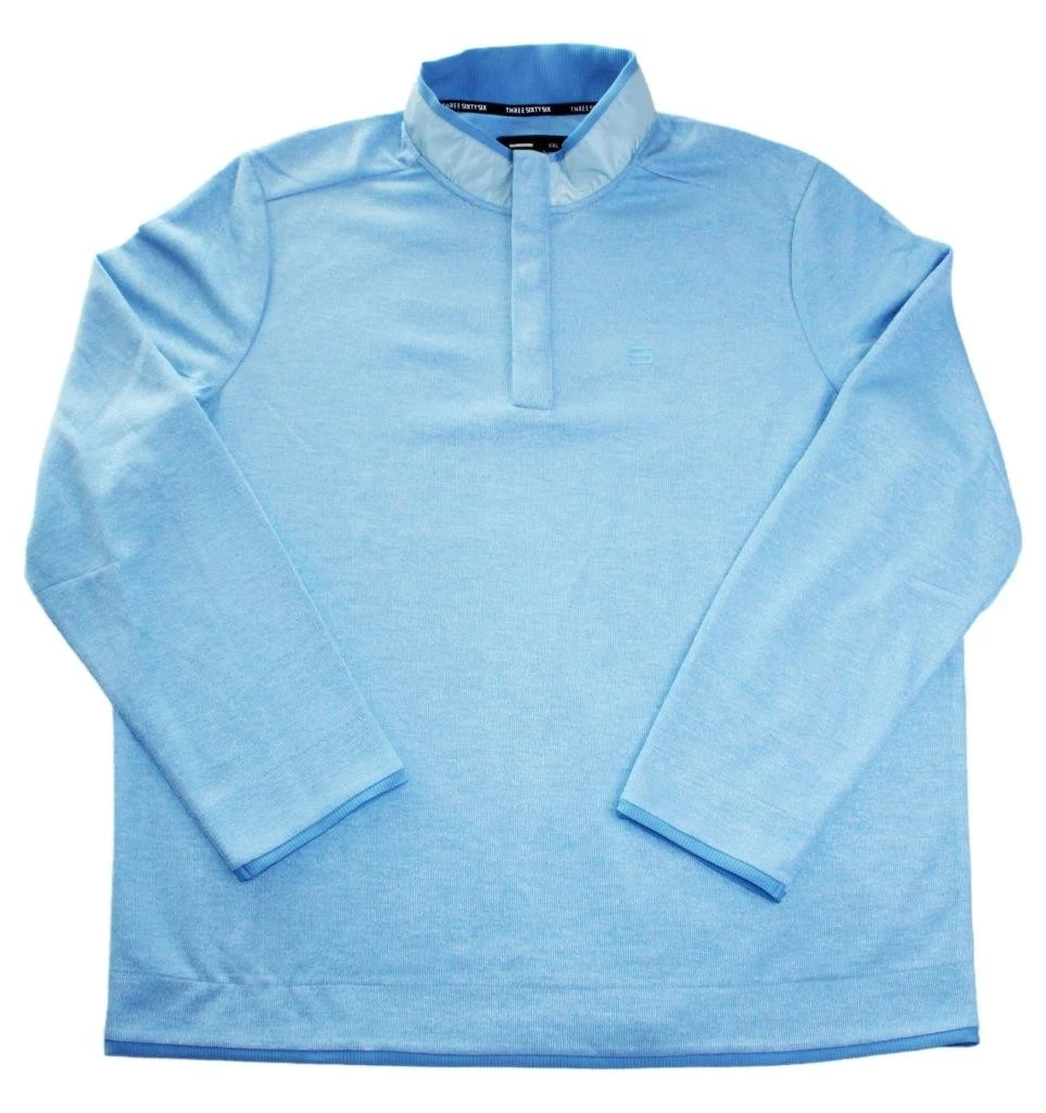 Three Sixty Six Mens 1/4 Snap S Pullover Mock Collar Long Sleeve Knit Blue $69