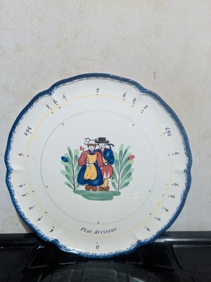 Pornic France Teller Diviseur Scheibe Schneideplatte Quimper bretonischer Stil 