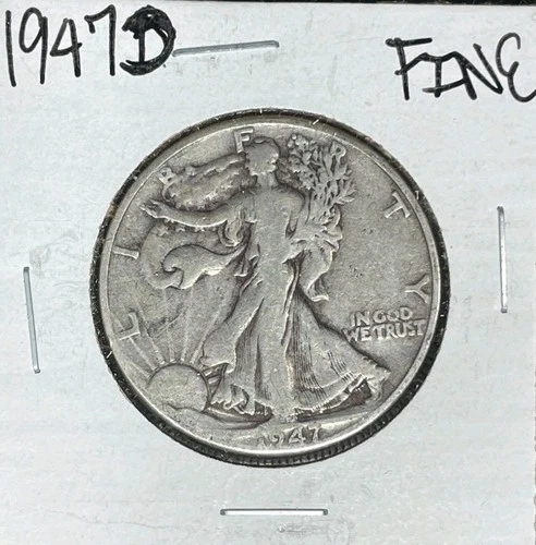 1947-D WALKING LIBERTY SILVER HALF DOLLAR  ~ FINE  ~ NICE COIN ~ 90% SILVER