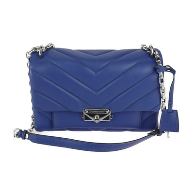 Michael Kors CECE Medium gesteppte Leder Schultertasche blau/silber...