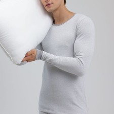 1 Set Men Thermal Underwear Set Knit Slim Fit Stylish Warm Winter Base Layer