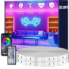 32FT Outdoor LED Strip Lights, IP68 RGB LED Lights with Remote and APP Contro...