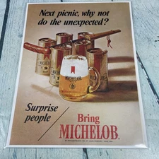 1970 Michelob Beer Picnic Vintage Print Ad/Poster Pinup Promo Art Magazine Page