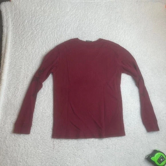 Y2K mma elite men's red long sleeve thermal skull grunge sleeve hits cross M - Image 4 of 4