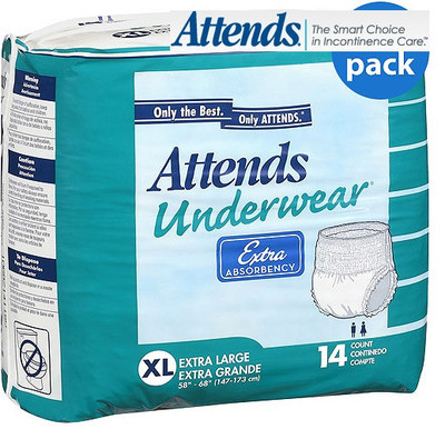 ATTENDS EXTRA ABOSORBANCY Pull on Disposable Underwear Pant DISCREET Diaper AP0