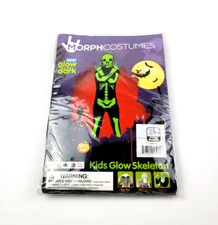 MorphCostumes Glow In The Dark Skeleton Green Full Body Costume Kids Size Large