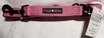 Doggie Design Pink 6 Way Multi Function Leash 3/4/5 Feet -Tether -Shoulder-2 Dog