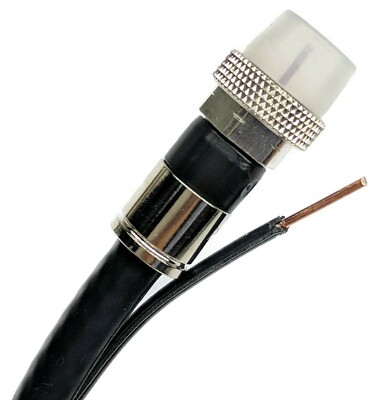 RG6 OUTDOOR DIRECT BURIAL COAXIAL CABLE WITH MESSENGER & INSTALLED F-CONNECTORS