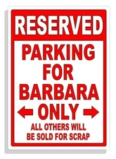 Personalized Parking Sign Wall Decal Metal Sign No Parking Customized Barbara 