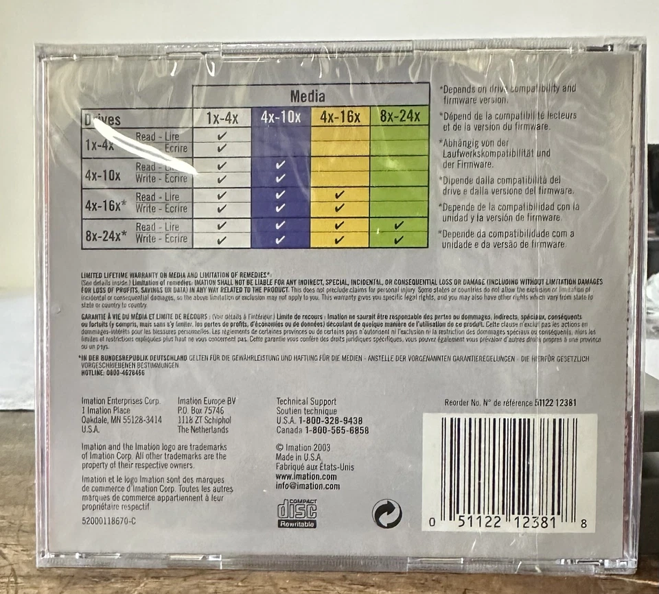 Imation 650MB 74 Min CD-RW Single Disc 1x-4x Compatible Slim Line Jewel Case - Image 2 of 2