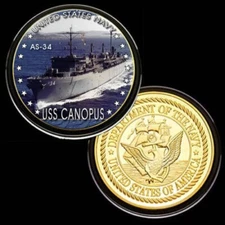 U.S. United States Navy | USS Canopus AS-34 | Gold Plated Challenge Coin