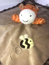 Circo Giraffe &  Bee Lovey Plush Security Blanket Embroidery 14" X 14" Satin