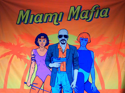 UV Backdrop Black Light Tapestry 80s Retro Synthwave Cyber Banner Wall Hanging
