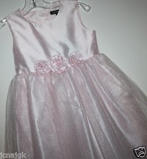 George NWT Girl's Size 5 Pink Tulle Formal Flower Girl Dressy Dress w/ Rosettes