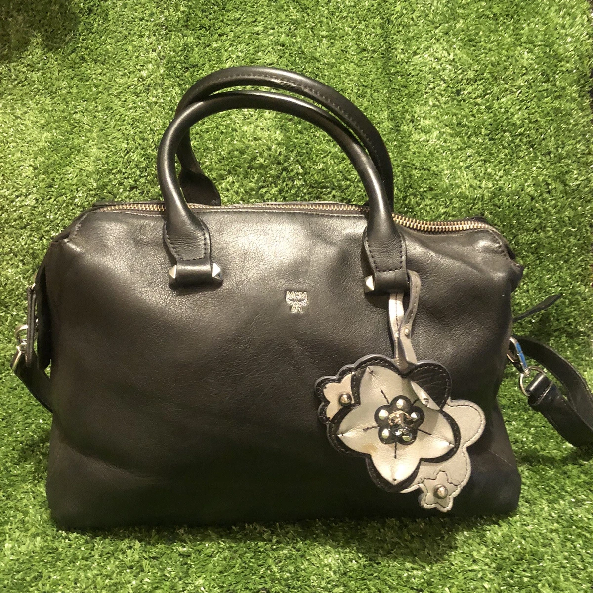 MCM, Bags, Mcm Boston Bag Black Leather Satchel