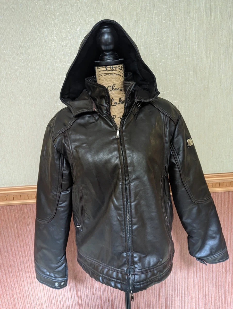 Kids leather top jacket with hood