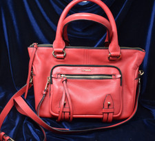 LODIS Small Leather Sport Satchel Ellie Winterberry Red Mint Condition