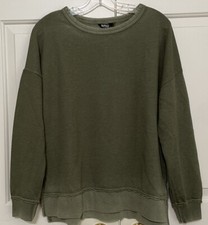 NWT Buffalo David Bitton size S green pullover sweatshirt side slits women's