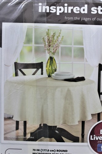 Round Microfiber Tablecloth Ivory Easy Care Better Homes & Gardens 70" - Picture 6 of 6