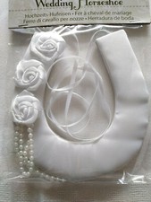 Hochzeits Hufeisen weiß mit Blumen und Perlen- Sonderangebot-Neu-