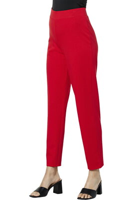 IMAN Global Chic Ponte Slim Leg Ankle Pant Cherry Red