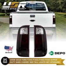 Red Smoked Tail Light Brake Lamp Pair For 2008-16 Ford F250 F350 SuperDuty Truck