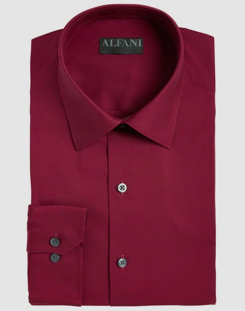 Alfani Mens Dress Shirt Bugundy Red 