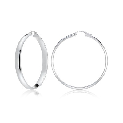 Sterling Silber halbrunde Design hochglanzpolierte Creolen, 30