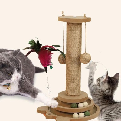 Pet Cat Toy cat scratcher Cat Turntable Funny Cat Stick Balls Sisa W1B7 K1W6