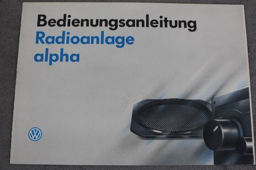 VW Radioanlage alpha Bedienungsanleitung 1991 Betriebsanleitung incl Code Karte
