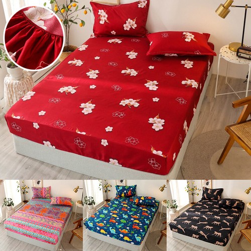 Fashion Printed Mattress Cover Fitted Sheet Single Double Super King