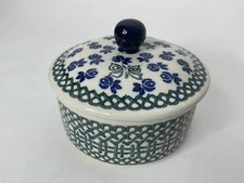 Vtg Polish Handmade Pottery Ceramika Artystyczna Covered Food or Trinket Dish