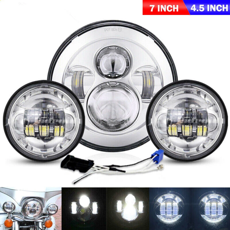 Faro LED apto para Yamaha Road Star Roadliner 75W 7" + luces de paso de 4,5" Foto 4 de 4
