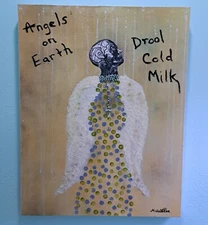 Angels on Earth Mixed Media Painting Assemblage Art 22"x28" Original Artwork