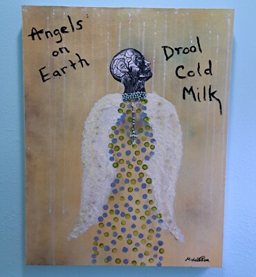 Angels on Earth Mixed Media Painting Assemblage Art 22''x28'' Original Artwork