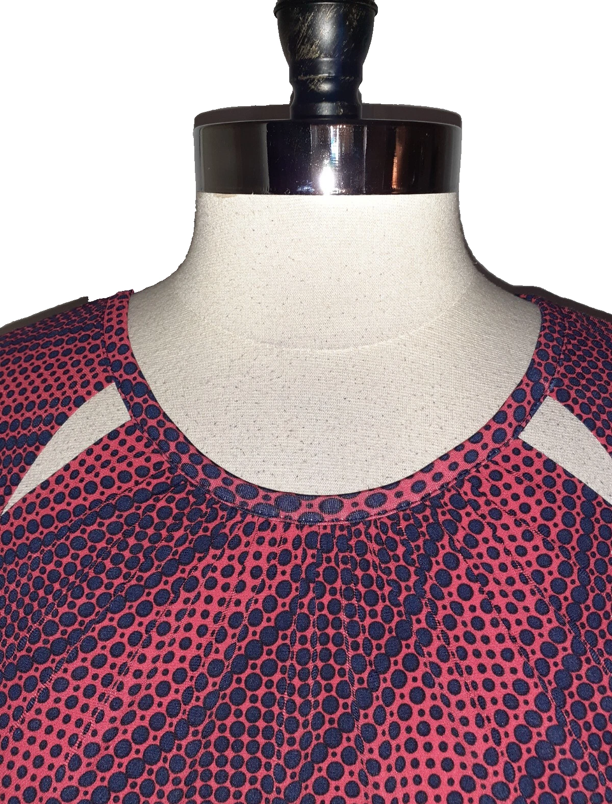 Abito MICHAEL KORS taglia L linea A rosso blu cappuccio manica strtech maglia lunghezza ginocchio