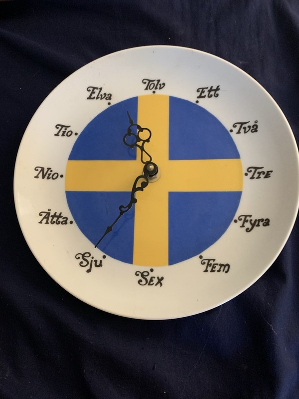 Swedish Flag Porcelain Wall Clock from Bergquist Imports Sweden