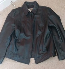 Ladies Black Leather Jacket, Size 12, Used Good Condition