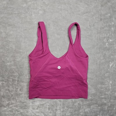 Lululemon Align Tank Top Womens 0 Purple V Neck Cropped Athletic Yoga Gym