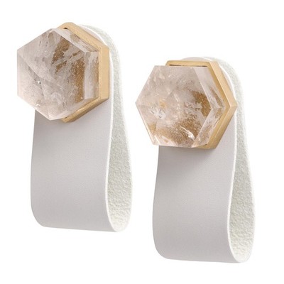 Pack of 2 Hexagonal Crystal Point Cabinet Knobs with Screws Polished Stone Dr...