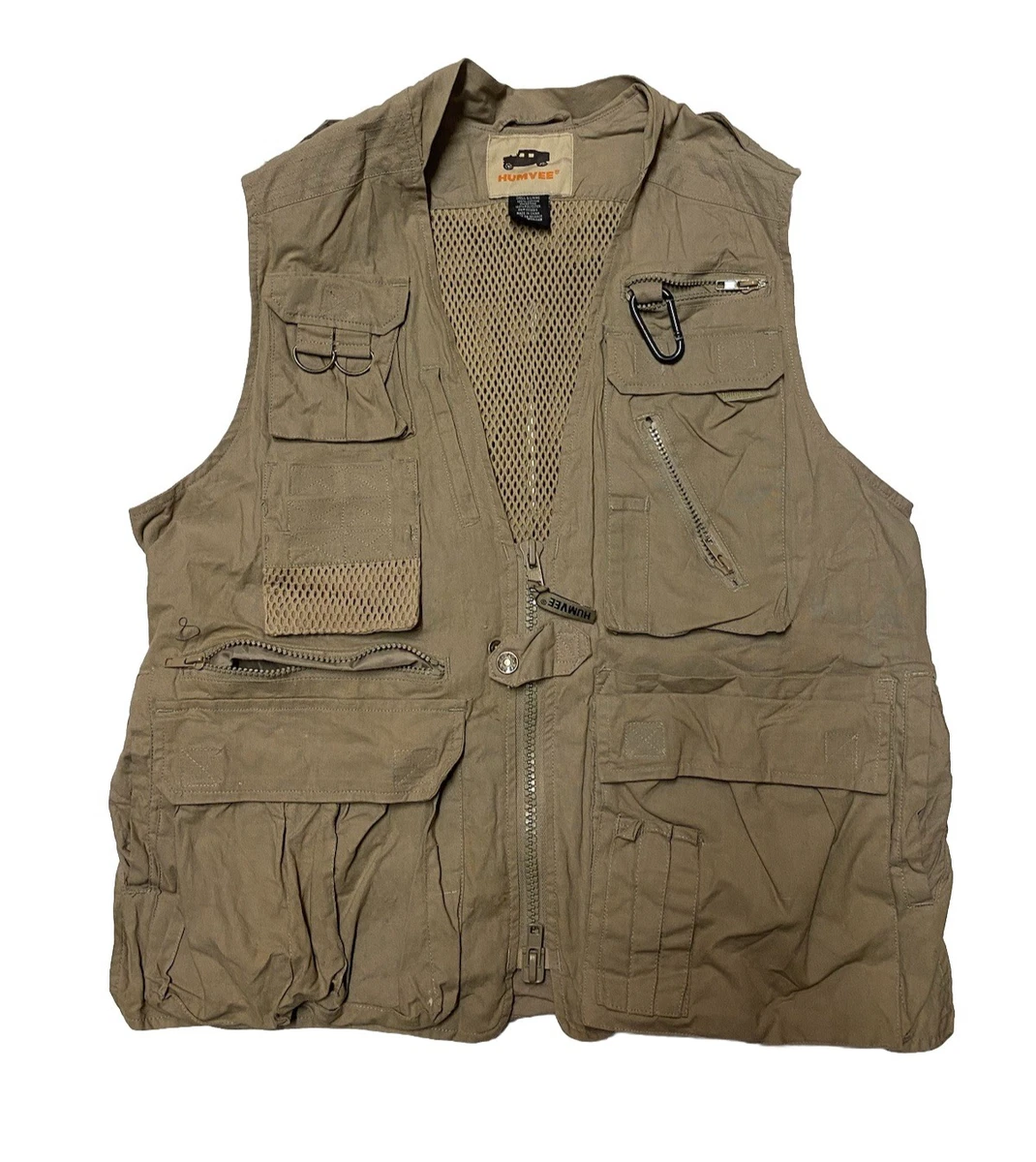 Gilet Tactique Humvee Homme – Marron – Taille M – Coton – Poches Multiples – Pêche/safari