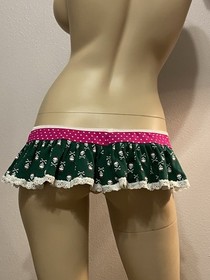Sexy Micro Mini Ruffle Skirt Pink Green White Skulls Lingerie Rave Exotic Dancer