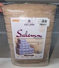 American Soft Linen Salem 6 Piece Bath Towel Set Cotton Sand Taupe NEW