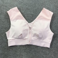 Tommie Copper Sports Bra Womens Large Pink Front Zip Support Mesh Activewear